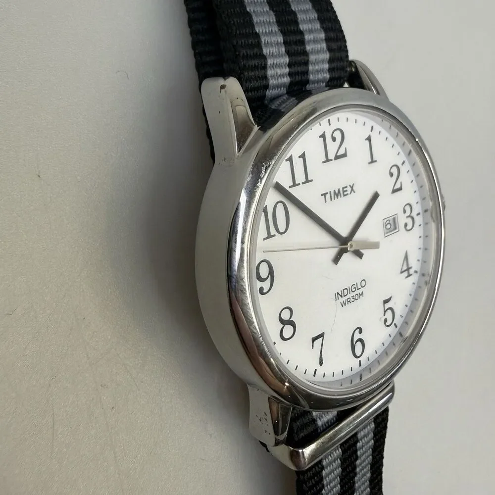 TIMEX Men's TW2P81300 Easy Reader Indiglo White Dial 38mm 2 Bands EUC